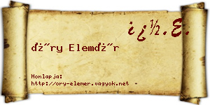 Őry Elemér névjegykártya